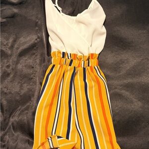 Striped Yellow and White Jumpsuit